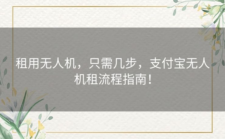 租用无人机，只需几步，支付宝无人机租流程指南！