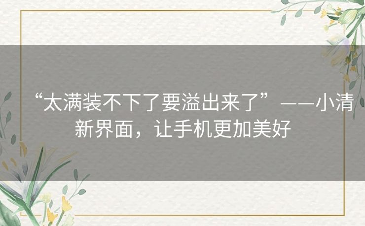 “太满装不下了要溢出来了”——小清新界面，让手机更加美好