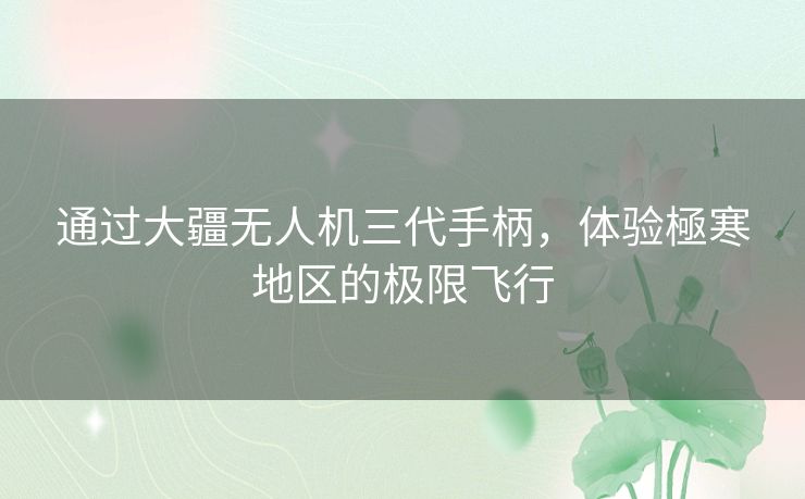 通过大疆无人机三代手柄,体验極寒地区的极限飞行 通过大疆无人机三代手柄,体验極寒地区的极限飞行