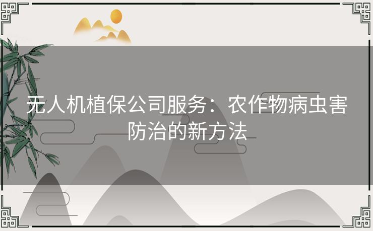 无人机植保公司服务:农作物病虫害防治的新方法 无人机植保公司服务:农作物病虫害防治的新方法