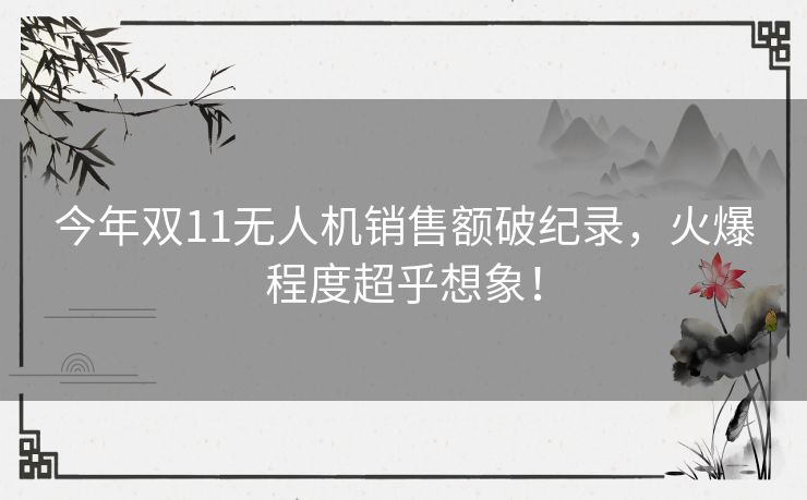 今年双11无人机销售额破纪录,火爆程度超乎想象! 今年双11无人机销售额破纪录,火爆程度超乎想象!