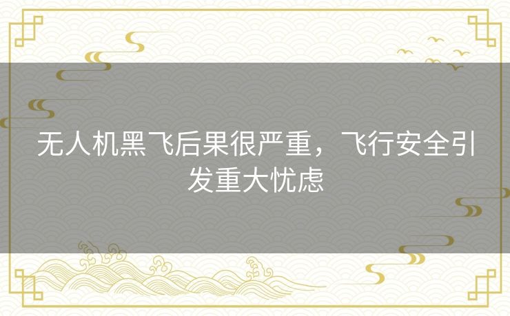 无人机黑飞后果很严重,飞行安全引发重大忧虑 无人机黑飞后果很严重,飞行安全引发重大忧虑