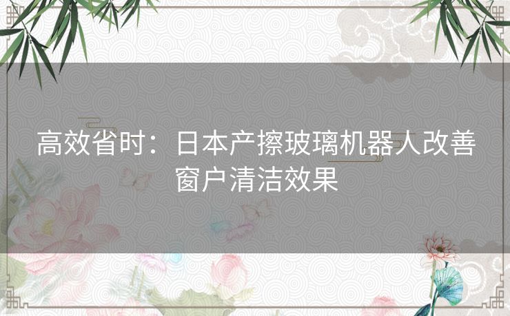 高效省时:日本产擦玻璃机器人改善窗户清洁效果 高效省时:日本产擦玻璃机器人改善窗户清洁效果