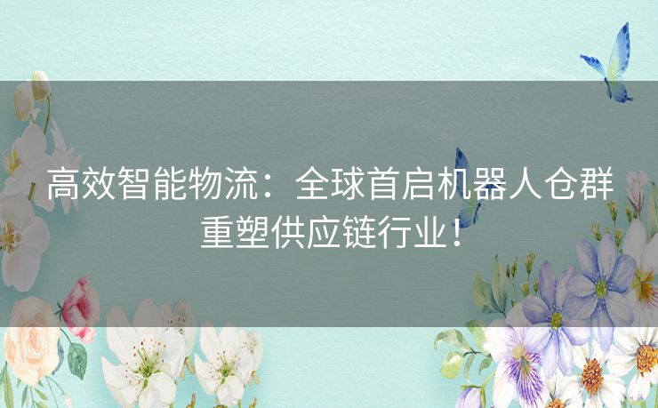 高效智能物流:全球首启机器人仓群重塑供应链行业! 高效智能物流:全球首启机器人仓群重塑供应链行业!