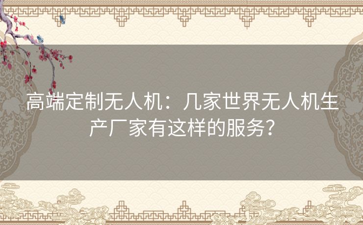 高端定制无人机:几家世界无人机生产厂家有这样的服务? 高端定制无人机:几家世界无人机生产厂家有这样的服务?