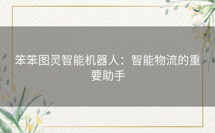 笨笨图灵智能机器人:智能物流的重要助手 笨笨图灵智能机器人:智能物流的重要助手