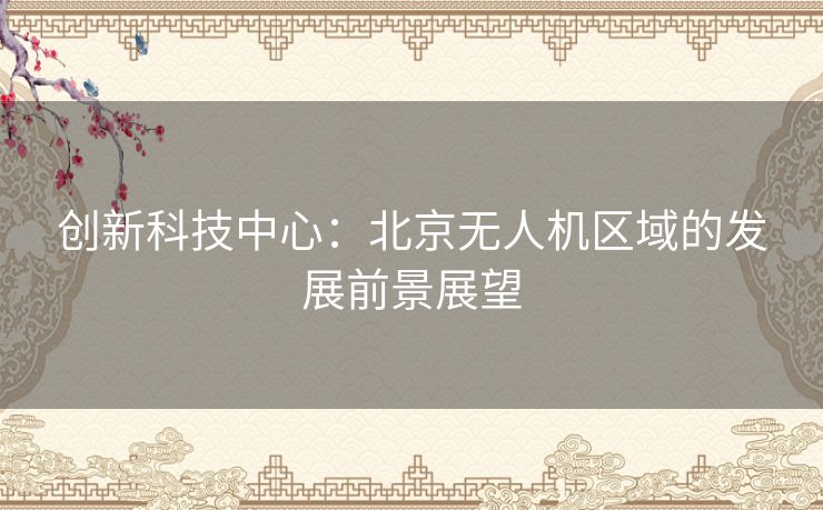 创新科技中心:北京无人机区域的发展前景展望 创新科技中心:北京无人机区域的发展前景展望