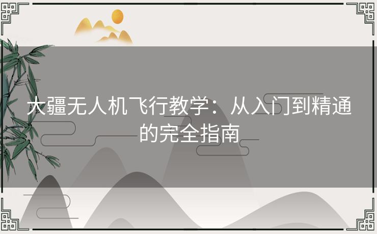 大疆无人机飞行教学：从入门到精通的完全指南