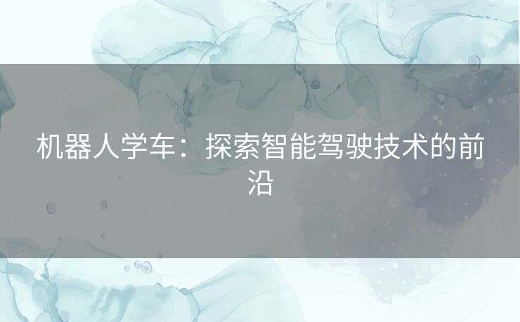 机器人学车:探索智能驾驶技术的前沿 机器人学车:探索智能驾驶技术的前沿