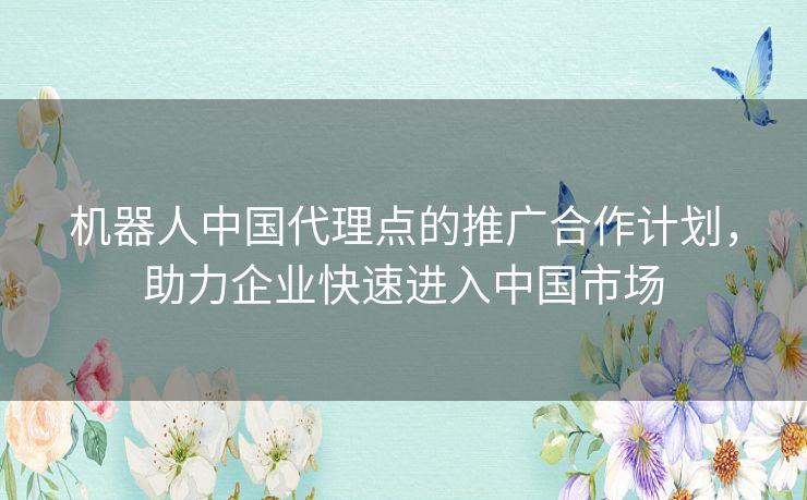 机器人中国代理点的推广合作计划，助力企业快速进入中国市场