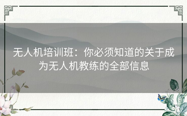 无人机培训班：你必须知道的关于成为无人机教练的全部信息