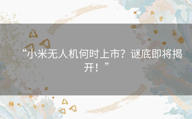 “小米无人机何时上市?谜底即将揭开!” “小米无人机何时上市?谜底即将揭开!”