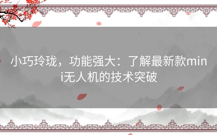 小巧玲珑,功能强大:了解最新款mini无人机的技术突破 小巧玲珑,功能强大:了解最新款mini无人机的技术突破