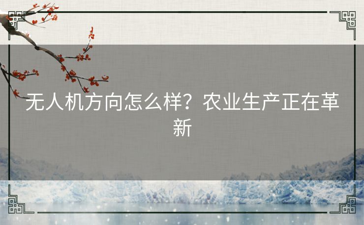 无人机方向怎么样?农业生产正在革新 无人机方向怎么样?农业生产正在革新