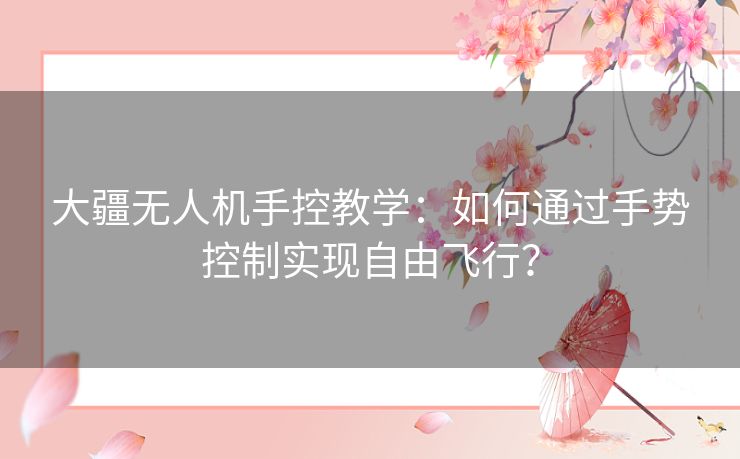 大疆无人机手控教学：如何通过手势控制实现自由飞行？