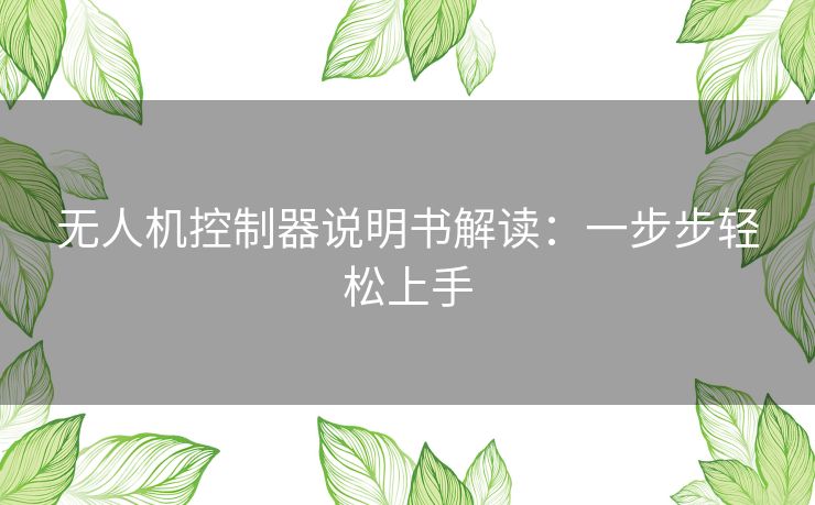 无人机控制器说明书解读：一步步轻松上手