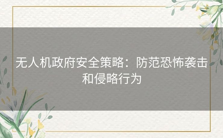 无人机政府安全策略:防范恐怖袭击和侵略行为 无人机政府安全策略:防范恐怖袭击和侵略行为