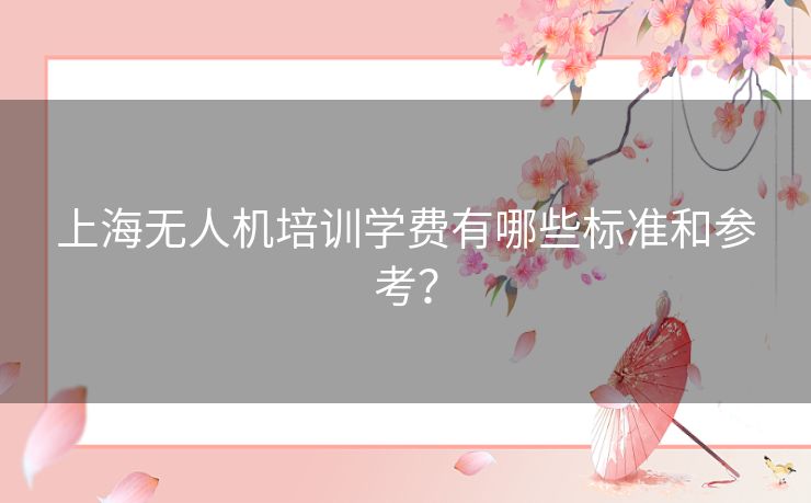 上海无人机培训学费有哪些标准和参考? 上海无人机培训学费有哪些标准和参考?