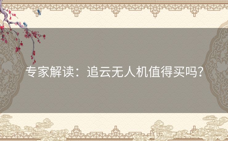 专家解读：追云无人机值得买吗？