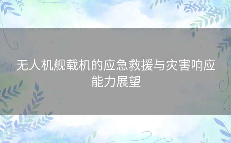 无人机舰载机的应急救援与灾害响应能力展望 无人机舰载机的应急救援与灾害响应能力展望