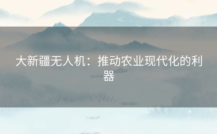 大新疆无人机:推动农业现代化的利器 大新疆无人机:推动农业现代化的利器