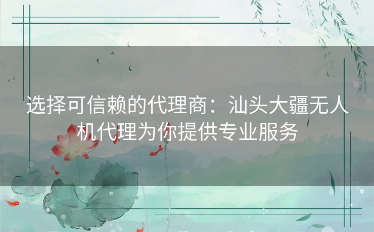 选择可信赖的代理商:汕头大疆无人机代理为你提供专业服务 选择可信赖的代理商:汕头大疆无人机代理为你提供专业服务