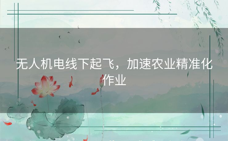 无人机电线下起飞,加速农业精准化作业 无人机电线下起飞,加速农业精准化作业