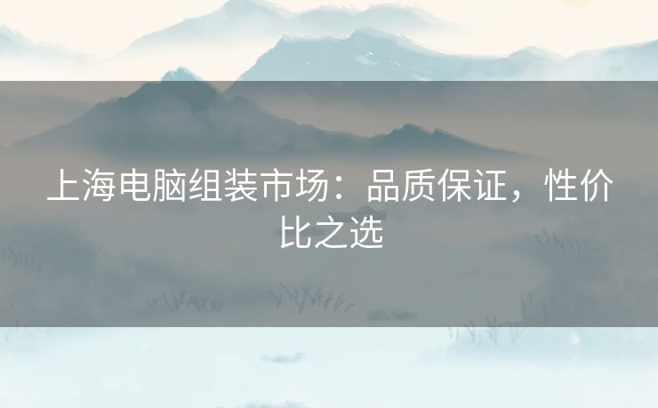 上海电脑组装市场:品质保证,性价比之选 上海电脑组装市场:品质保证,性价比之选
