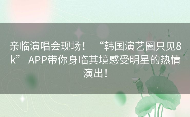 亲临演唱会现场！ “韩国演艺圈只见8k” APP带你身临其境感受明星的热情演出！
