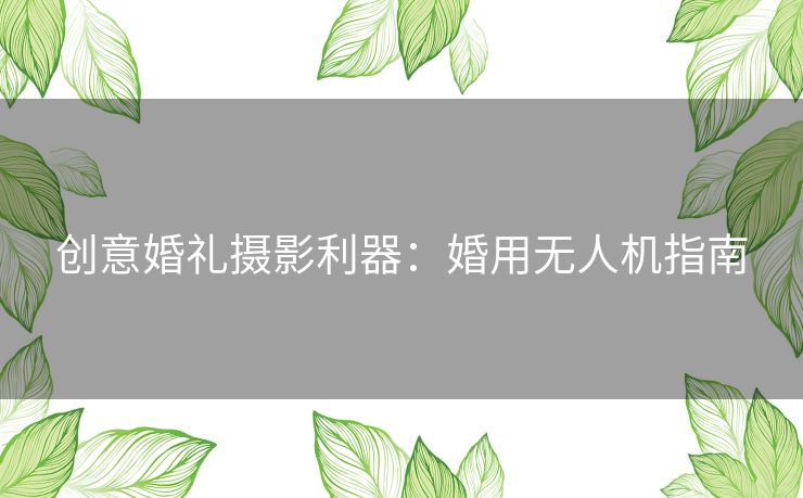 创意婚礼摄影利器:婚用无人机指南 创意婚礼摄影利器:婚用无人机指南