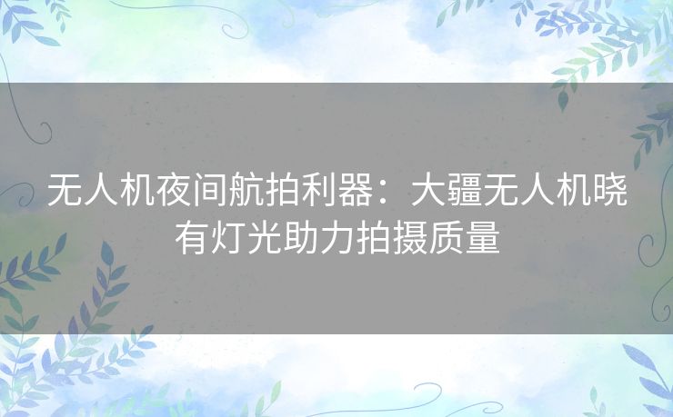 无人机夜间航拍利器：大疆无人机晓有灯光助力拍摄质量