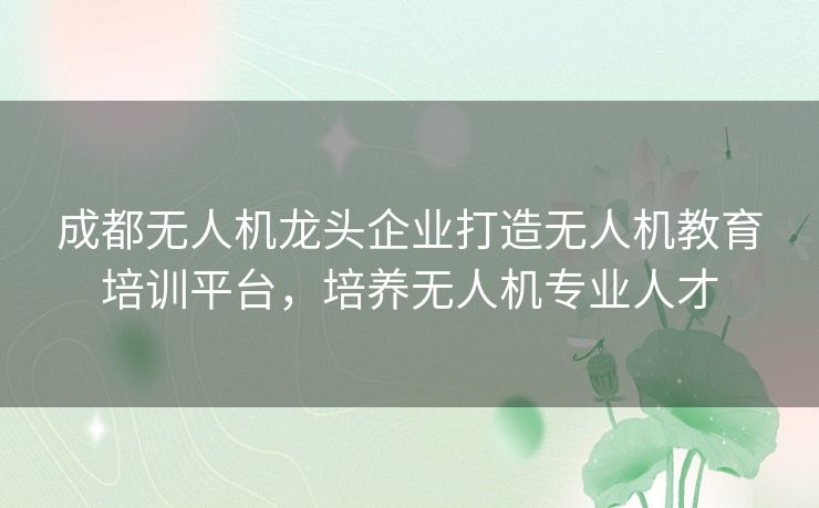 成都无人机龙头企业打造无人机教育培训平台,培养无人机专业人才 成都无人机龙头企业打造无人机教育培训平台,培养无人机专业人才