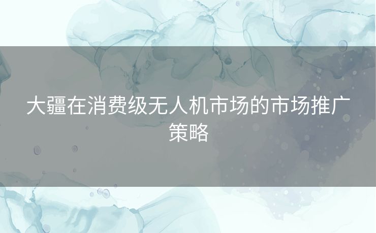 大疆在消费级无人机市场的市场推广策略