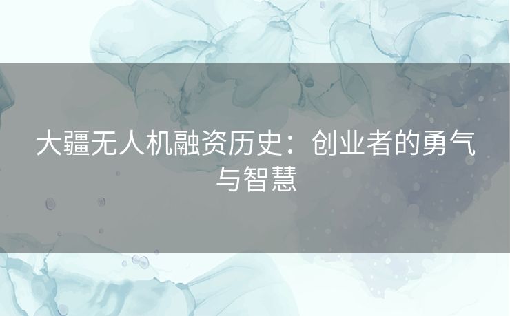 大疆无人机融资历史:创业者的勇气与智慧 大疆无人机融资历史:创业者的勇气与智慧