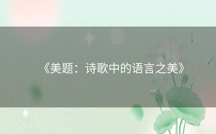 《美题：诗歌中的语言之美》