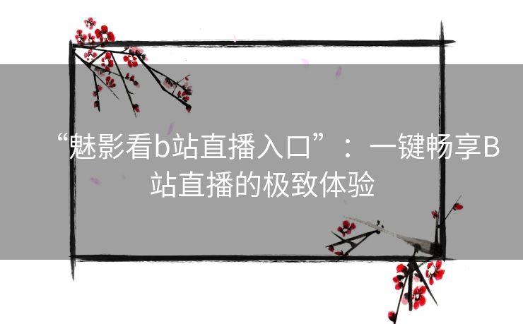 “魅影看b站直播入口”：一键畅享B站直播的极致体验