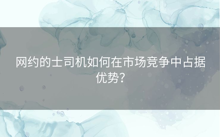 网约的士司机如何在市场竞争中占据优势? 网约的士司机如何在市场竞争中占据优势?