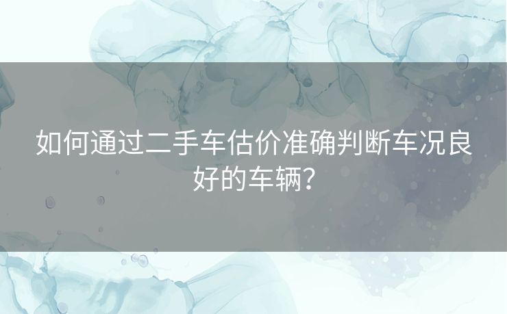 如何通过二手车估价准确判断车况良好的车辆？