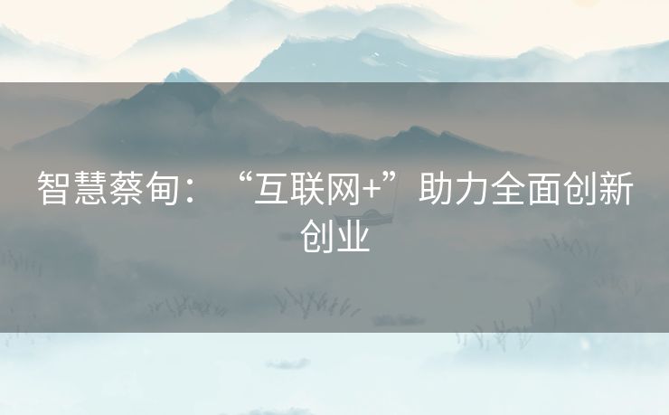 智慧蔡甸:“互联网+”助力全面创新创业 智慧蔡甸:“互联网+”助力全面创新创业