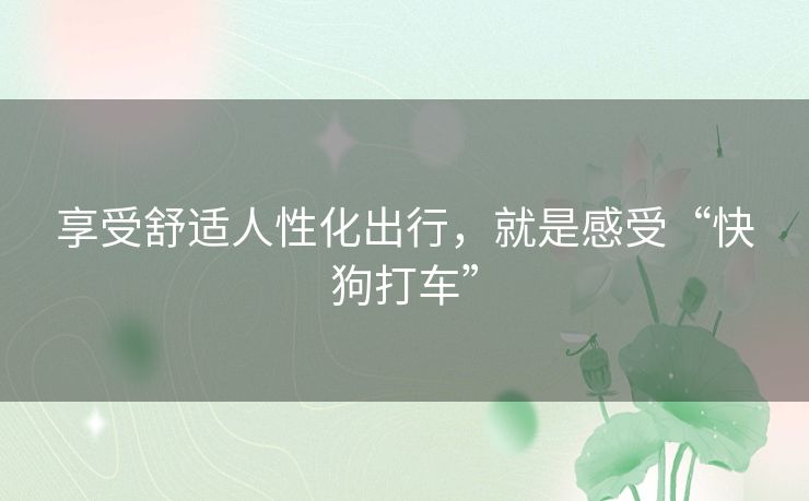 享受舒适人性化出行，就是感受“快狗打车”