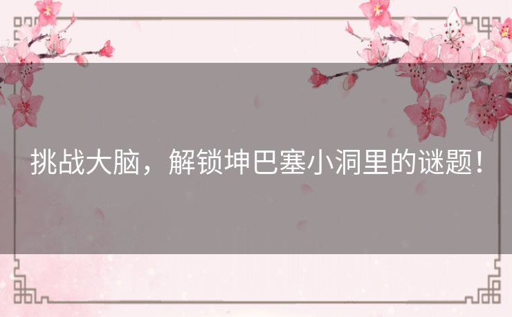 挑战大脑，解锁坤巴塞小洞里的谜题！