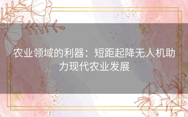 农业领域的利器:短距起降无人机助力现代农业发展 农业领域的利器:短距起降无人机助力现代农业发展