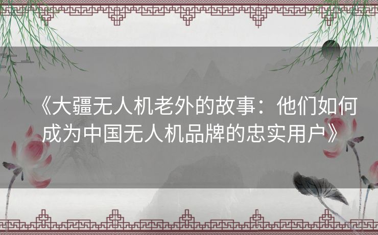 《大疆无人机老外的故事:他们如何成为中国无人机品牌的忠实用户》 《大疆无人机老外的故事:他们如何成为中国无人机品牌的忠实用户》