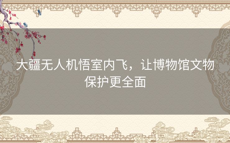 大疆无人机悟室内飞,让博物馆文物保护更全面 大疆无人机悟室内飞,让博物馆文物保护更全面