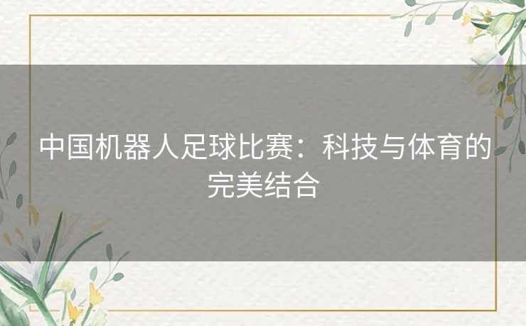 中国机器人足球比赛:科技与体育的完美结合 中国机器人足球比赛:科技与体育的完美结合