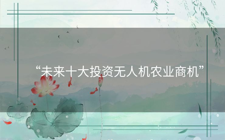 “未来十大投资无人机农业商机” “未来十大投资无人机农业商机”
