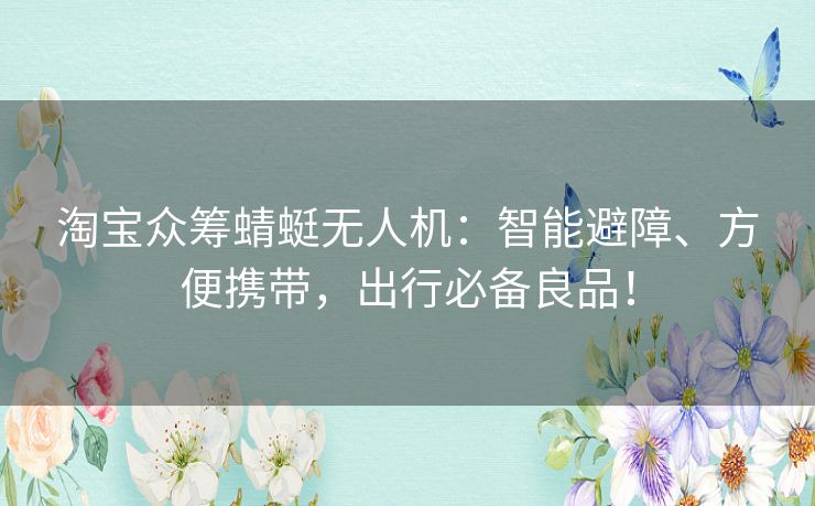 淘宝众筹蜻蜓无人机:智能避障、方便携带,出行必备良品! 淘宝众筹蜻蜓无人机:智能避障、方便携带,出行必备良品!