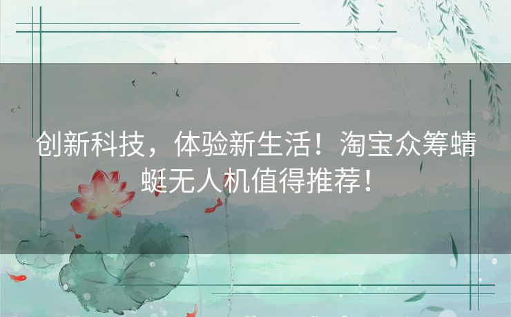 创新科技,体验新生活!淘宝众筹蜻蜓无人机值得推荐! 创新科技,体验新生活!淘宝众筹蜻蜓无人机值得推荐!