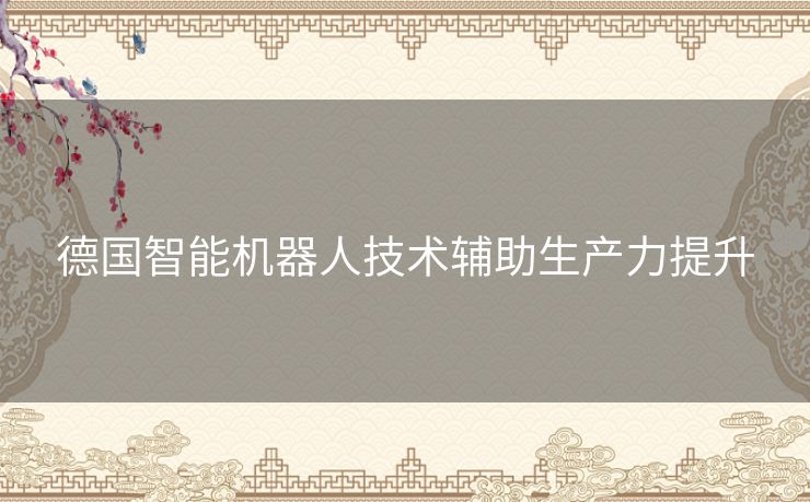 德国智能机器人技术辅助生产力提升 德国智能机器人技术辅助生产力提升