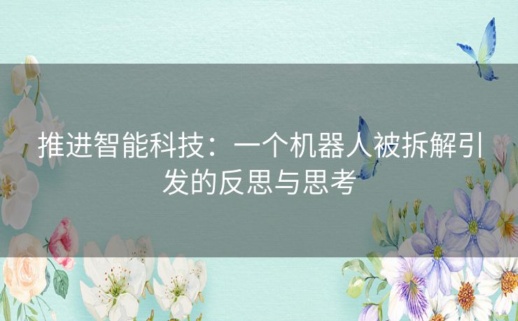 推进智能科技:一个机器人被拆解引发的反思与思考 推进智能科技:一个机器人被拆解引发的反思与思考